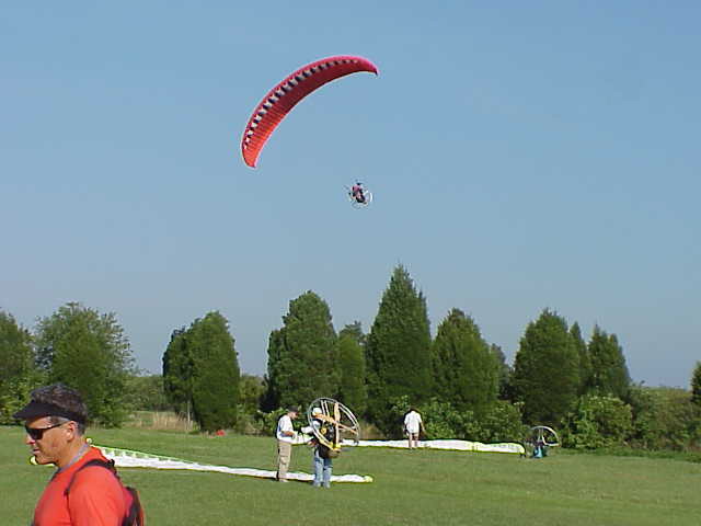 Brewster flying, Alan C in foreground